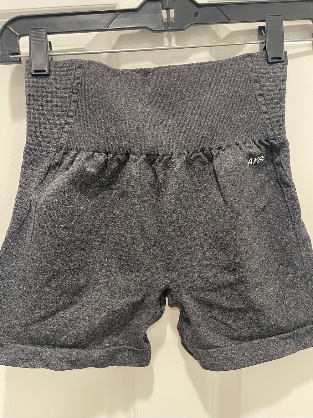 AYBL Charcoal Ribbed High-Waist Shorts